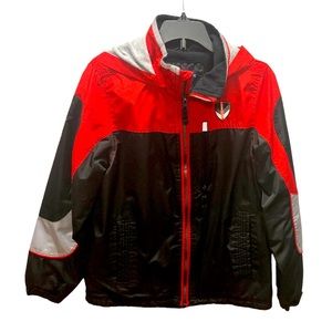 London Fog Boys Mid-weight Fleece Lined Red and Black Jacket, Size M 10-12
